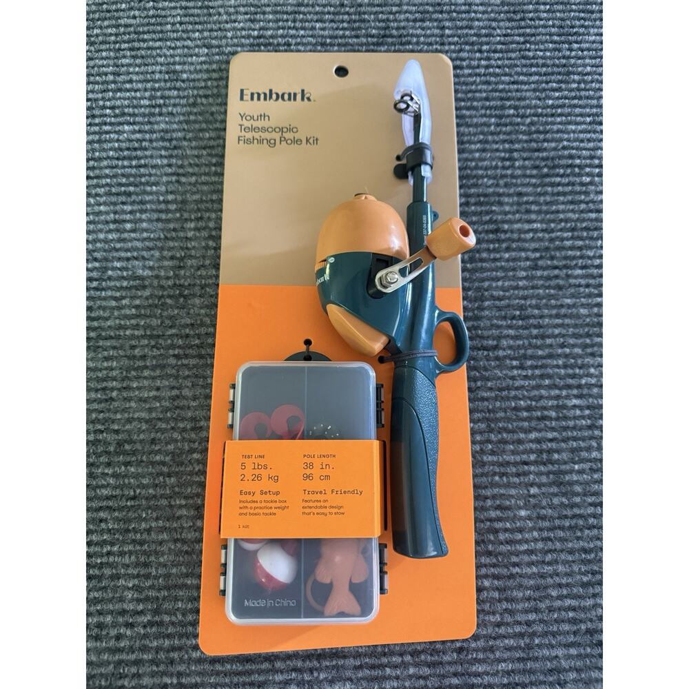 Embark Youth Telescopic Fishing Pole Kit Rod & Reel Combo Tackle Box New